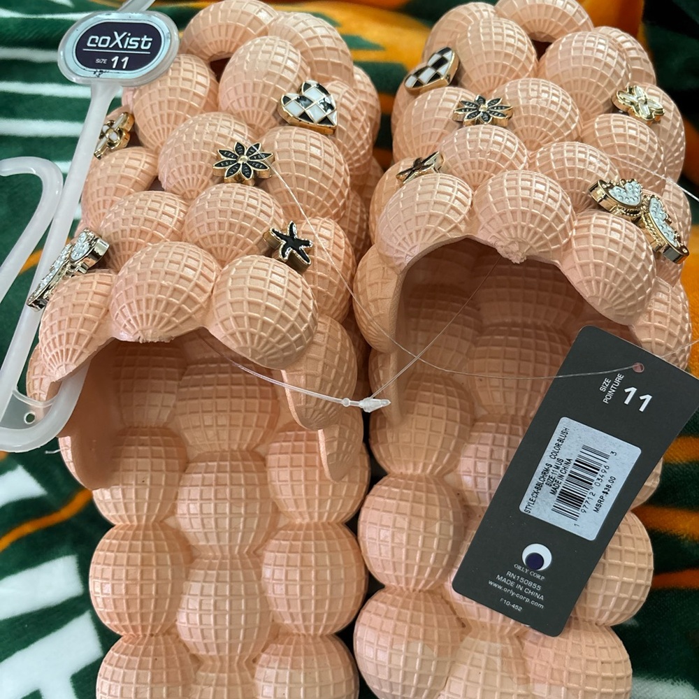 Coexist Peach Bubble Slides with Charms